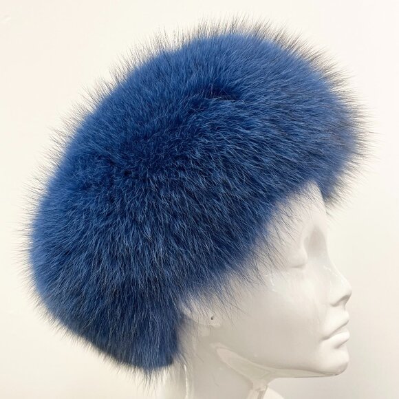 Genuine Fox Hat (Cobalt Blue) - Picture 1 of 2